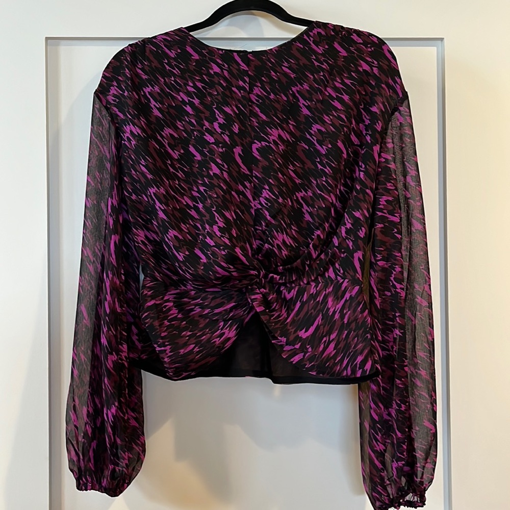 Express abstract print twist Front peplum top